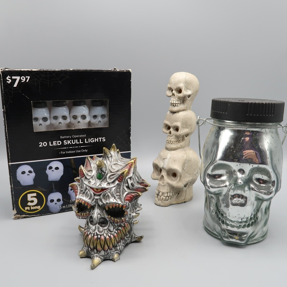 Halloween Skull Collection lot Led Skull Lights‎ Light up Decor